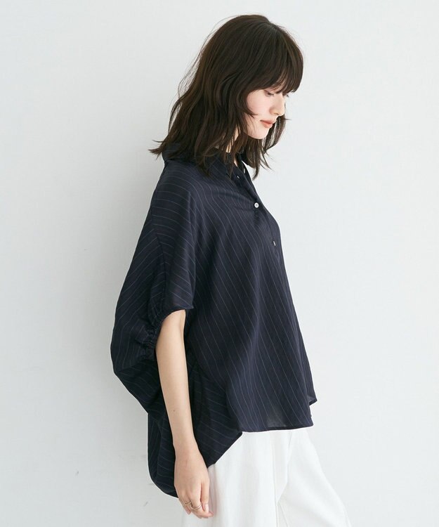 YECCA VECCA 【セットアップ可能】ストライプ柄シャツ Navy