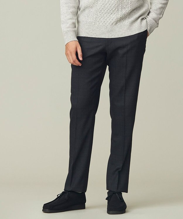 J.PRESS MEN トリートメントウール ストレッチサキソニーチェック スラックス グレー系3