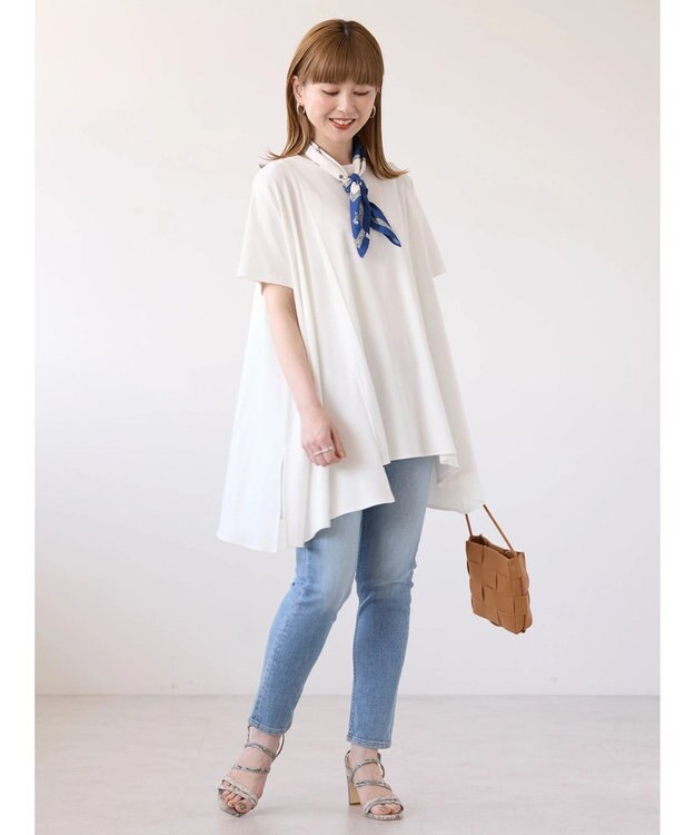 AMERICAN HOLIC キレイｃｏｔｔｏｎ切替ヘムカットチュニック Off White