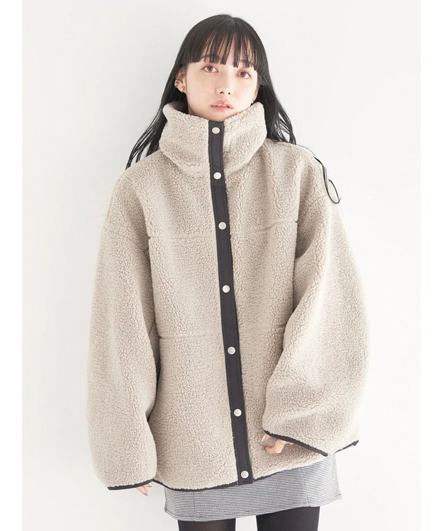 earth music&ecology リバーシブルボアブルゾン Mocha