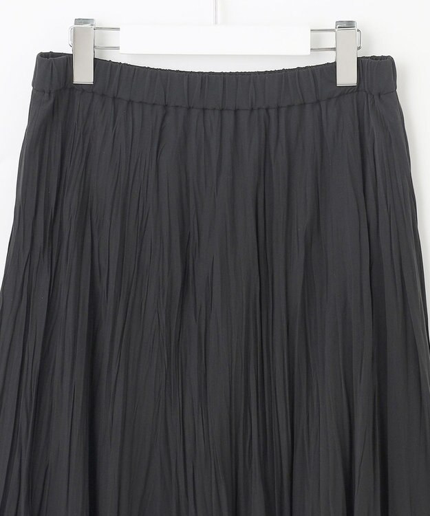 J.PRESS LADIES L 【洗える】パウダリージャージー ランダムプリーツ スカート ブラック系