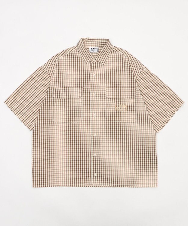 WEGO 【ユニセックス着用ITEM】ミニマムチェックロゴシャツ（SS） ベージュチェック1