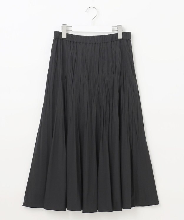 J.PRESS LADIES L 【洗える】パウダリージャージー ランダムプリーツ スカート ブラック系