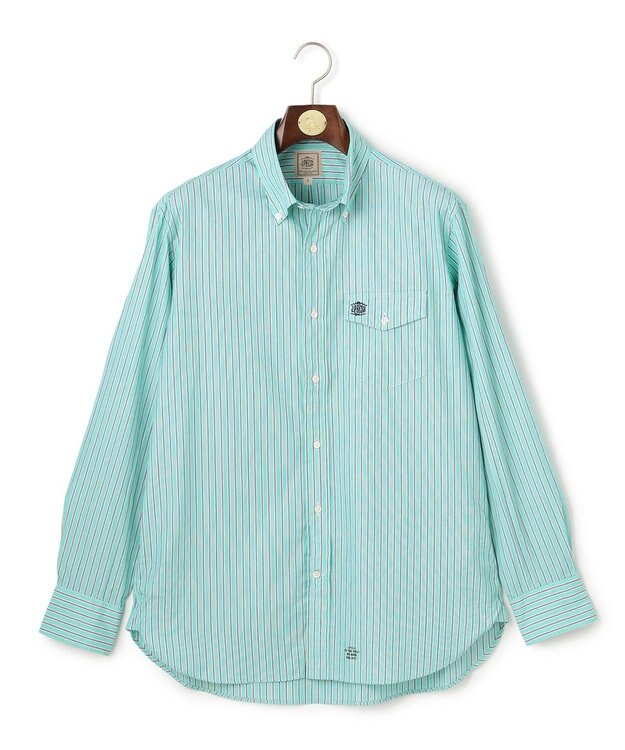 J.PRESS MEN ブロードマルチストライプ シャツ / B.D. グリーン系1