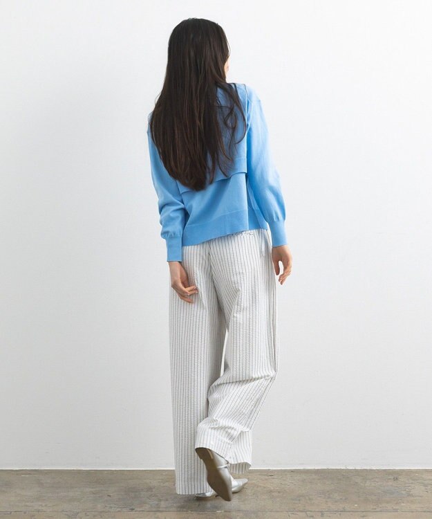 CRAFT STANDARD BOUTIQUE ベルトデザインワイドパンツ Stripe White