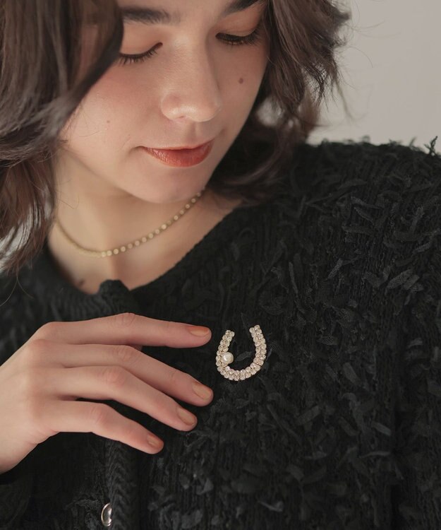 組曲 チュールヤーンファンシーニット ジャケット ブラック系