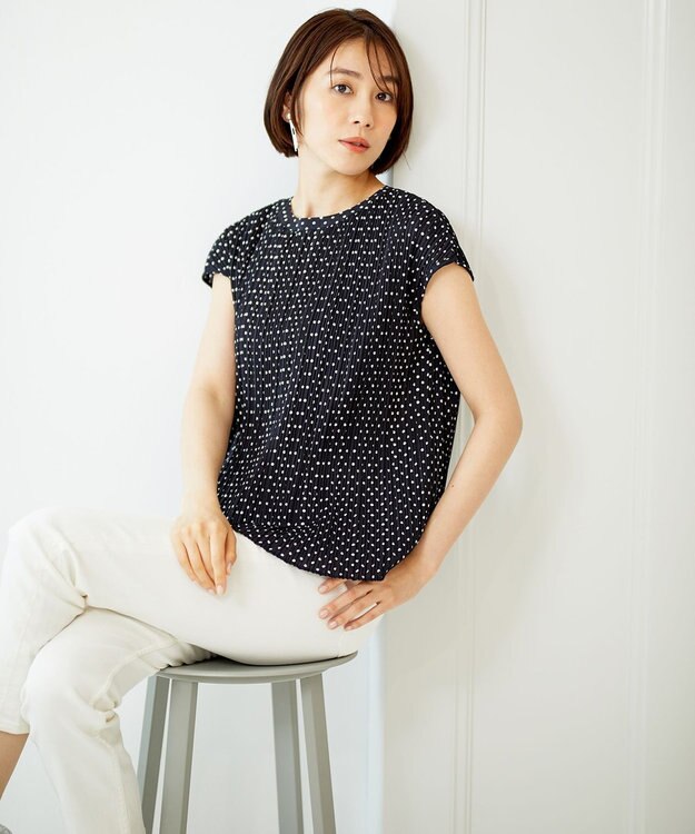 自由区 【WEB限定】ニットカーディガン×ブラウス セット ネイビー系9