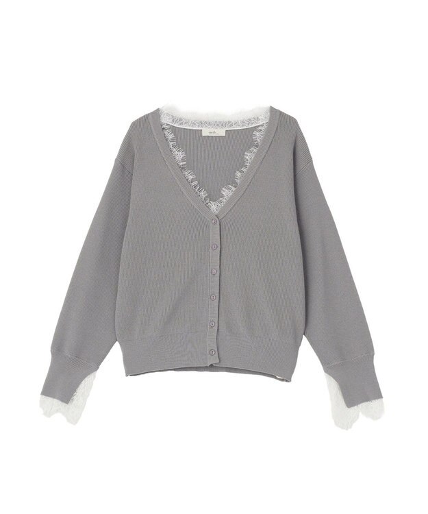 earth music&ecology レーストリムカーディガン Gray