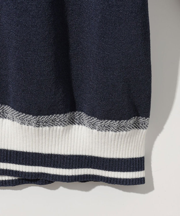 JOSEPH ABBOUD 【エコ素材/軽量/通気性/速乾性】ペーパーヤーンニット カーディガン ネイビー系