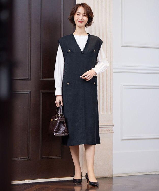 自由区 L ラミーブッチャー ジャンパースカート ネイビー系