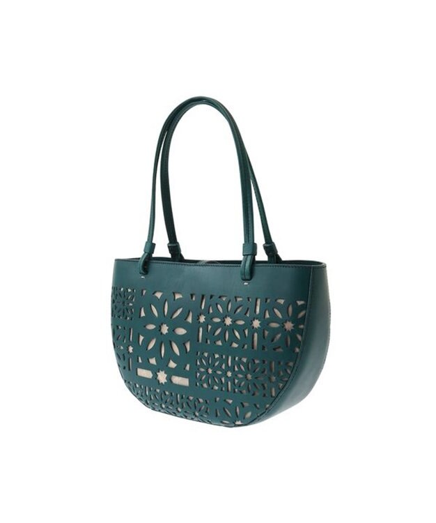 genten セイル カットワーク トートバッグ ブルーグリーン