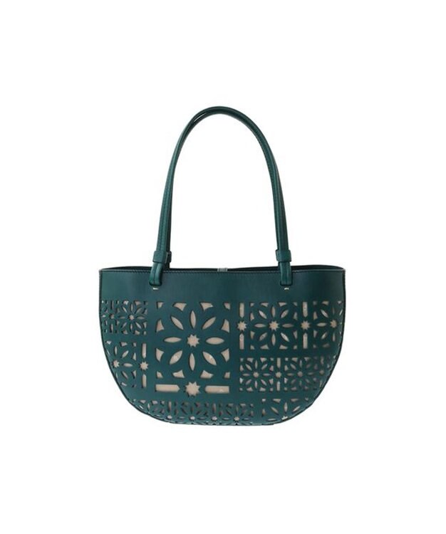 genten セイル カットワーク トートバッグ ブルーグリーン