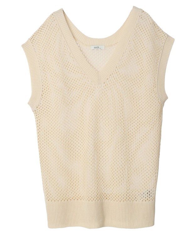 earth music&ecology Ｖネックメッシュベスト Ivory