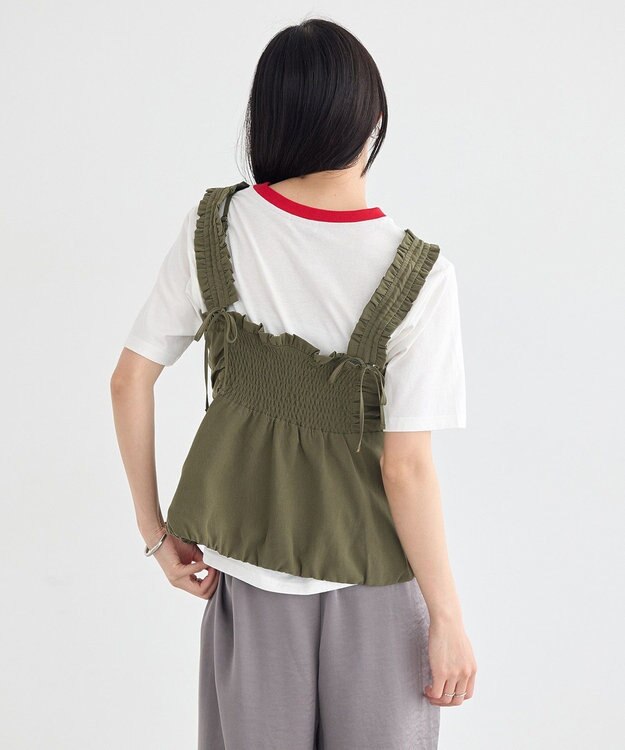 earth music&ecology ペプラムビスチェ Khaki