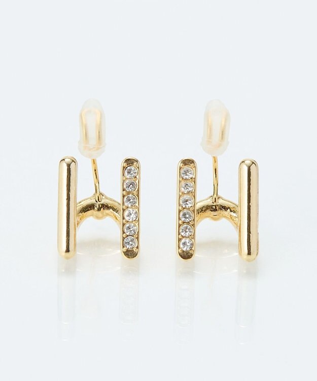 Phoebe 【痛くないシリーズ/金属アレルギー対応】ダブルラインビジューライトフィットイヤリング　ゴールド ゴールド