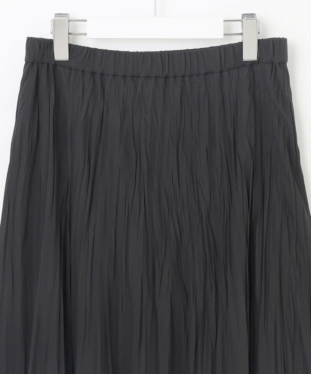 J.PRESS LADIES L 【洗える】パウダリージャージー ランダムプリーツ スカート ブラック系