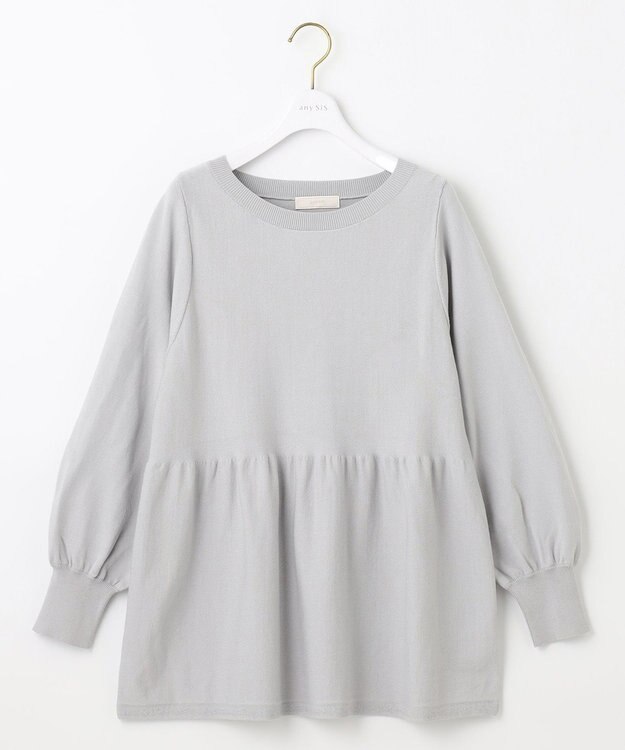 ANY SIS 【洗える】ペプラムニット プルオーバー アイスグレー