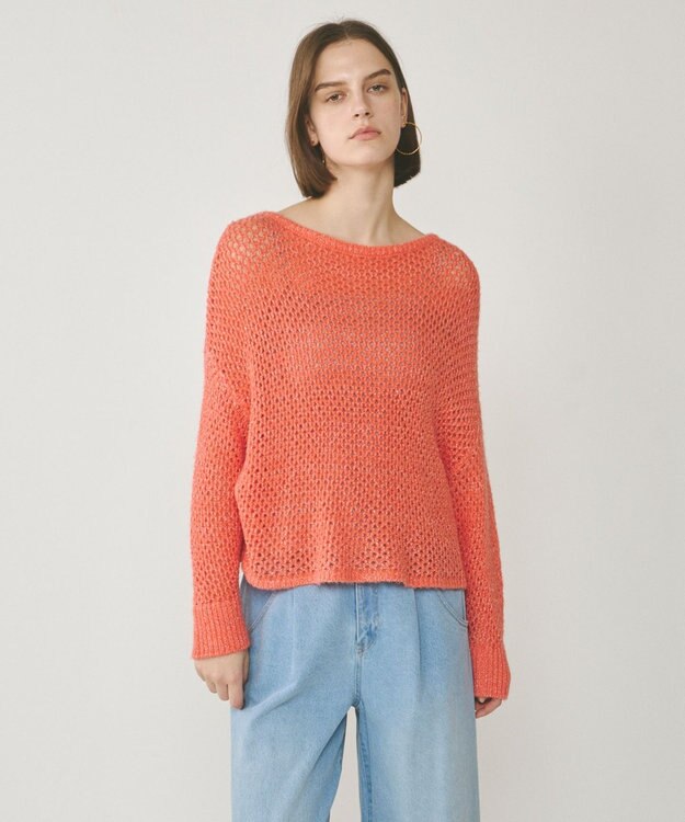 GRACE CONTINENTAL スパンメッシュニットトップ オレンジ