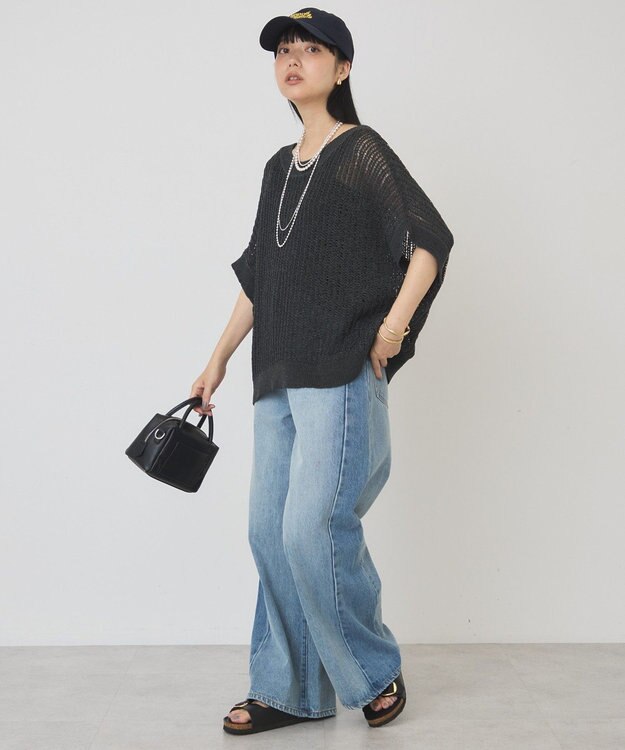 AMERICAN HOLIC 透かし畦ルーズニット Charcoal Gray