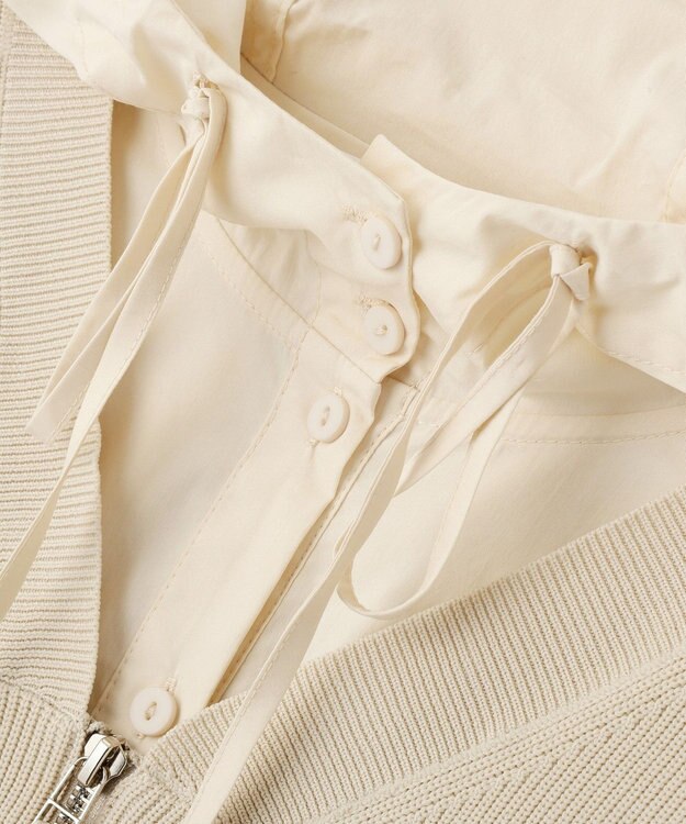 YECCA VECCA ZIPニットレイヤードフーディーシャツ Light Beige