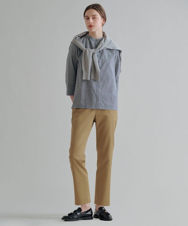 J.PRESS LADIES 【WEB限定カラーあり】TCシャンブレーサテンST テーパード パンツ キャメル系