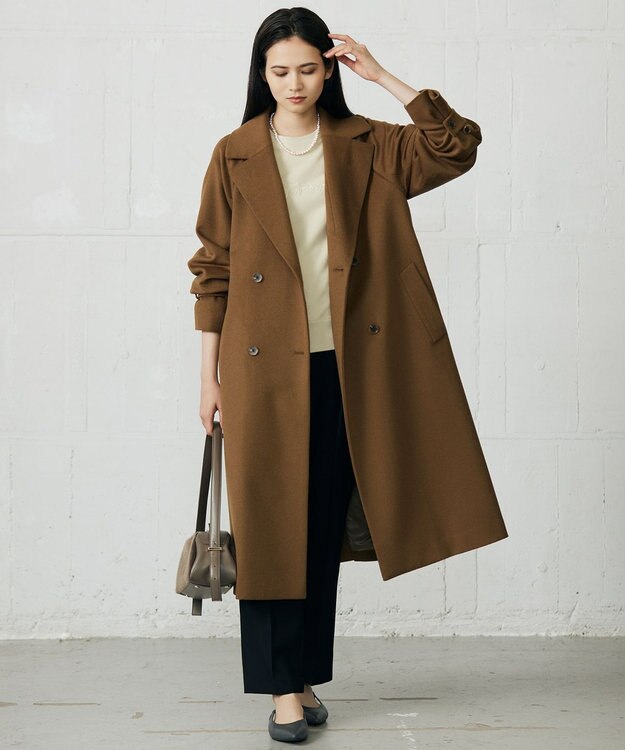 自由区 L 【SHIHOさん着用】Super100sライトビーバーロング コート キャメル