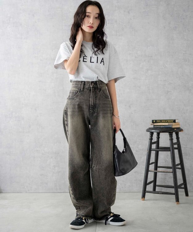 WEGO ヴィンテージウォッシュカーブデニムパンツ ブラックその他