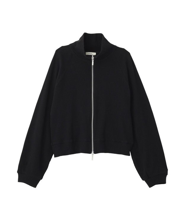 earth music&ecology 【予約】【綿100％】ダブルジップワッフルカーディガン ブラック