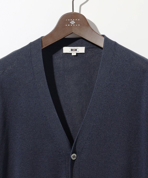 JOSEPH ABBOUD 【エコ素材/軽量/通気性/速乾性】ペーパーヤーンニット カーディガン ネイビー系