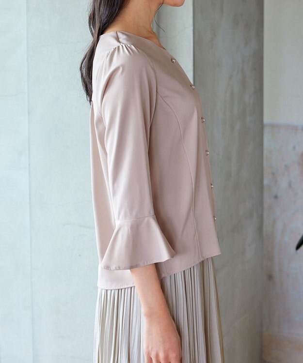 Tiaclasse 【洗える】ハートネックフレア袖ブラウス ピンク