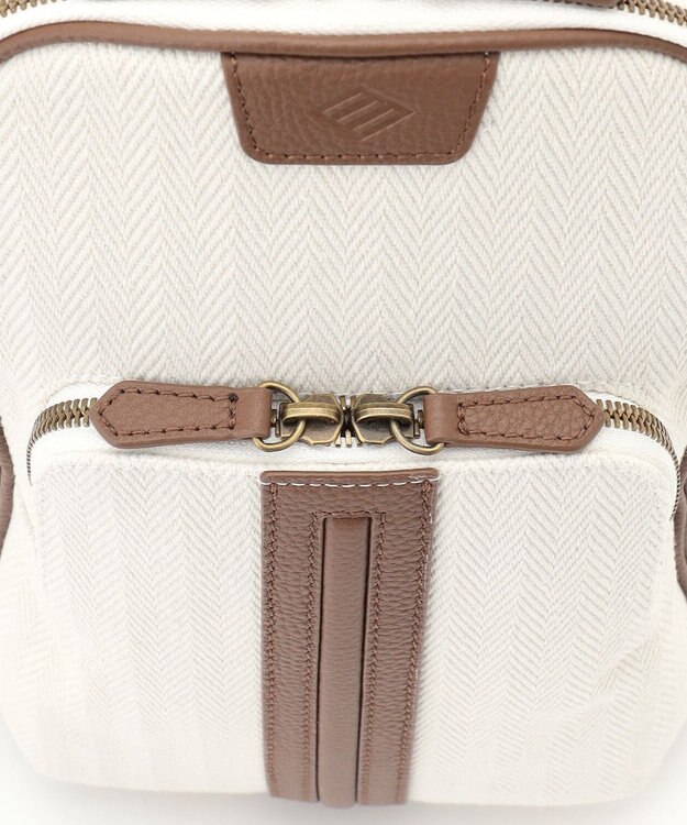 JOSEPH ABBOUD 【軽量/コンパクト】 ヘリンボンキャンバス ボディバッグ アイボリー系