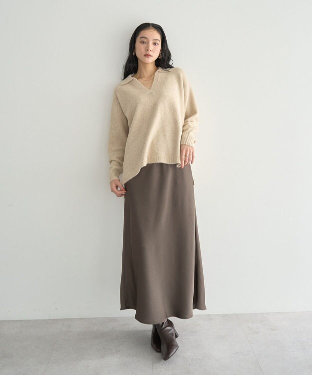 YECCA VECCA 襟付きVネックニット Beige
