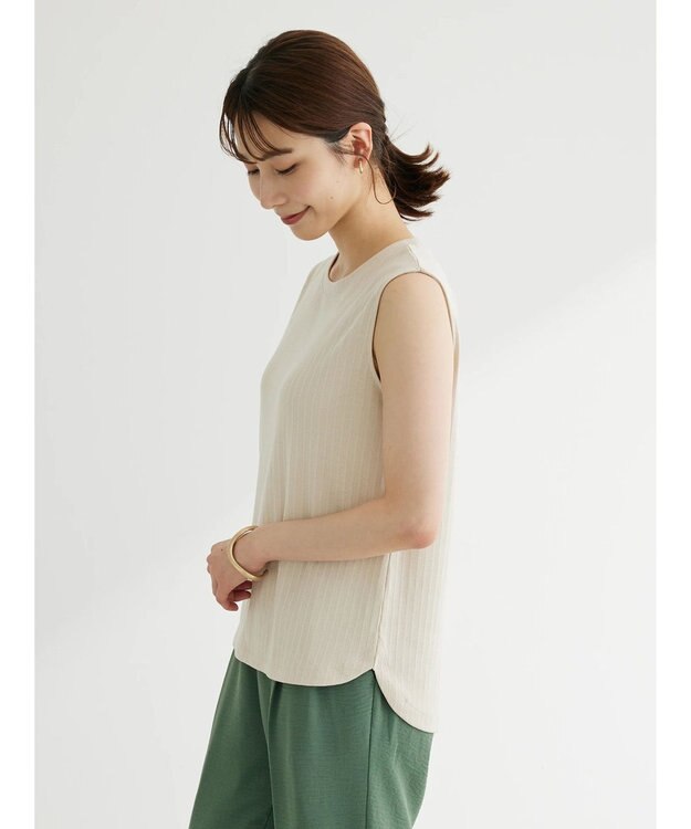 Green Parks ・ＳＵＧＡＲ　ＳＰＯＯＮ　冷感リブノースリーブ Ivory