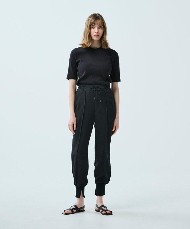 uncrave 【uncrave WHITE】ドレーピーツイル リブパンツ ブラック