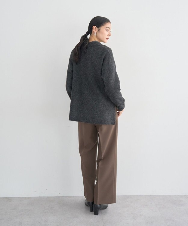 YECCA VECCA 襟付きVネックニット Charcoal Gray