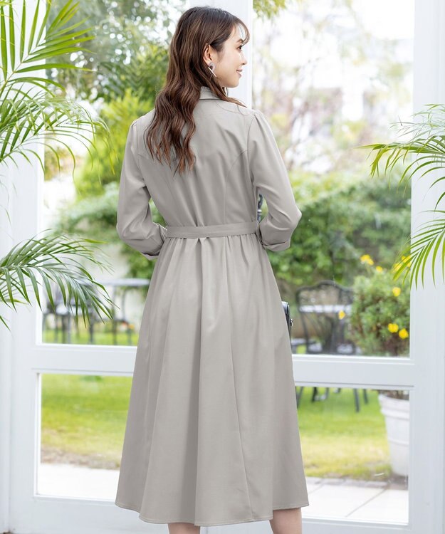 Tiaclasse 【洗える】テーラードカラーワンピース ライトグレー