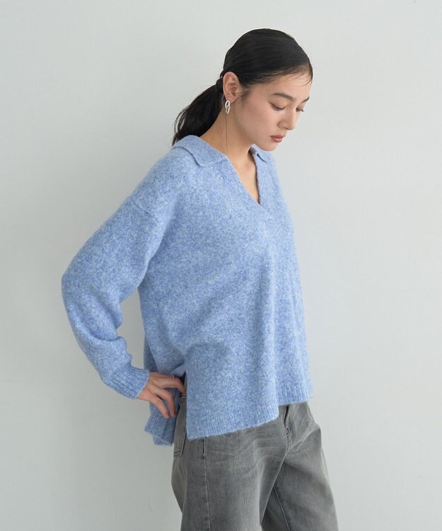 YECCA VECCA 襟付きVネックニット Blue