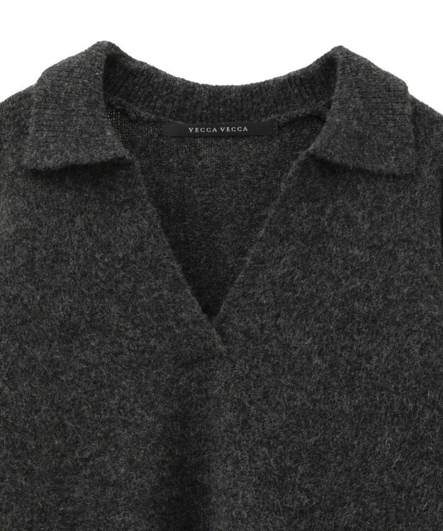 YECCA VECCA 襟付きVネックニット Charcoal Gray