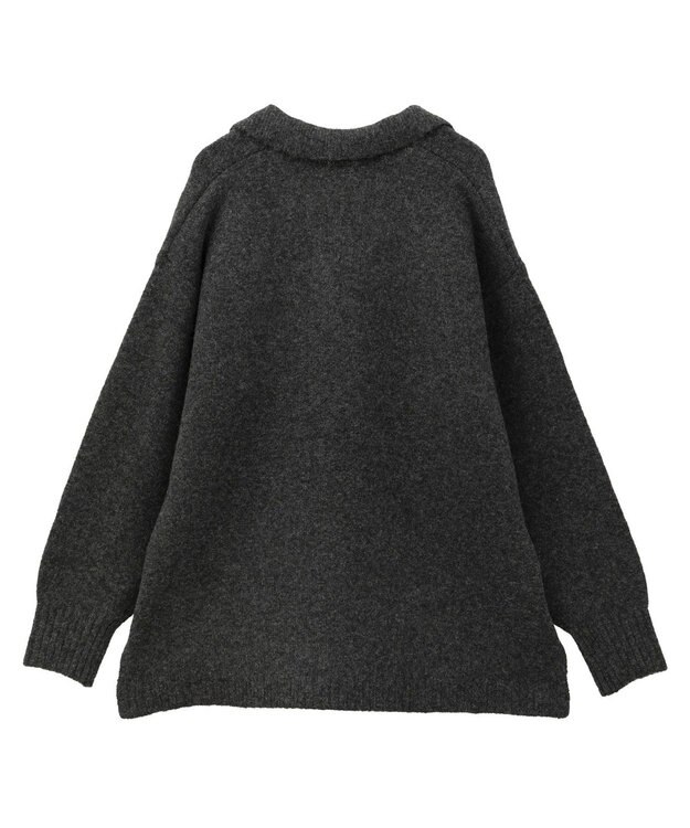 YECCA VECCA 襟付きVネックニット Charcoal Gray