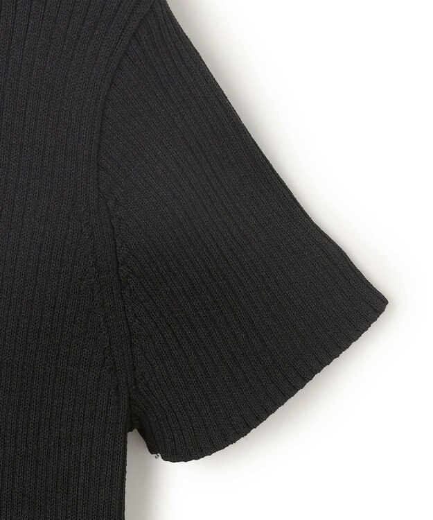 BEIGE， 【洗える・美人百花 4月号掲載】VINCA / パール付き半袖コットンリブニット Black