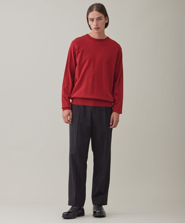 UNFILO MENS 【男女兼用】ライトウォームクルーネックニット レッド