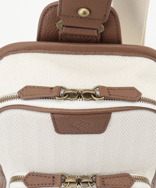 JOSEPH ABBOUD 【軽量/コンパクト】 ヘリンボンキャンバス ボディバッグ アイボリー系