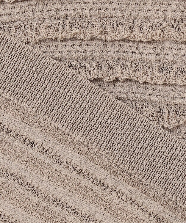 自由区 【カトリエムブーケ】Texture cardigan フリルショートカーディガン ベージュ