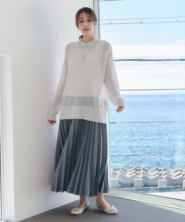 Tiaclasse 【洗える】シアープルオーバーニット ライトグレー