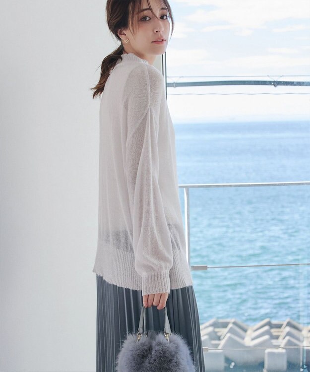Tiaclasse 【洗える】シアープルオーバーニット ライトグレー