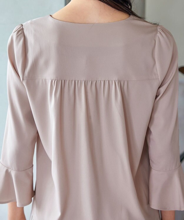 Tiaclasse 【洗える】ハートネックフレア袖ブラウス ピンク