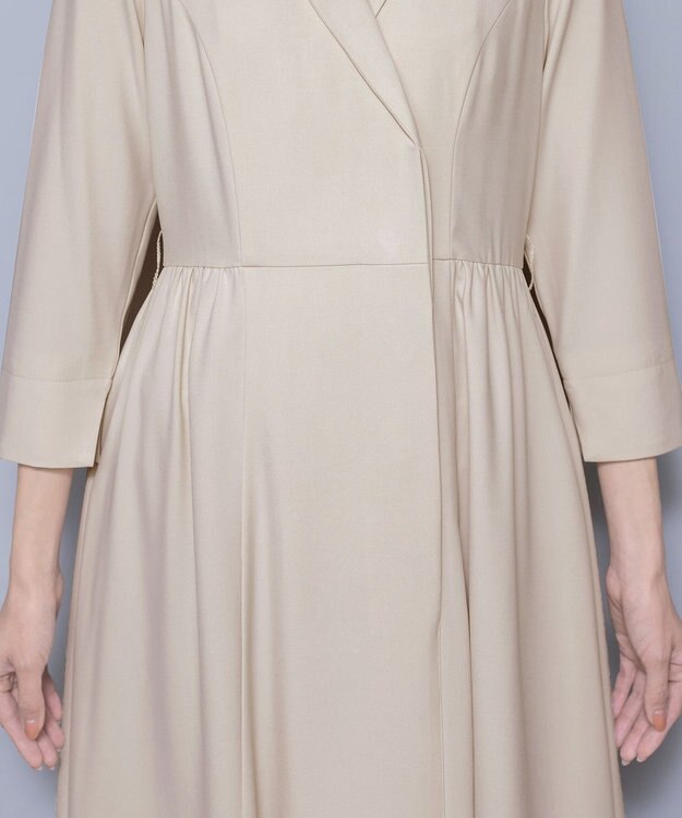 Tiaclasse 【洗える】テーラードカラーワンピース ライトベージュ