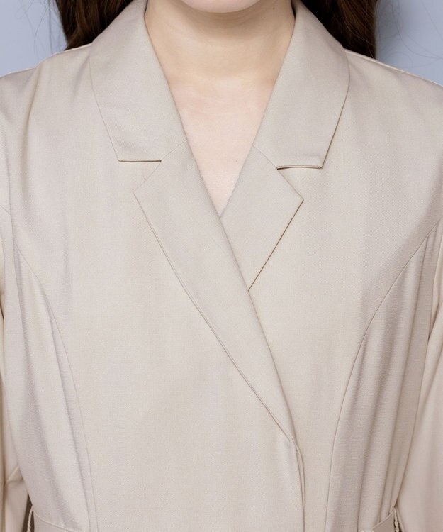 Tiaclasse 【洗える】テーラードカラーワンピース ライトベージュ