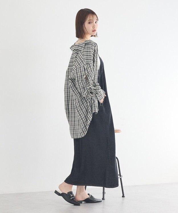 earth music&ecology ダブルジップデニムキャミワンピース Black