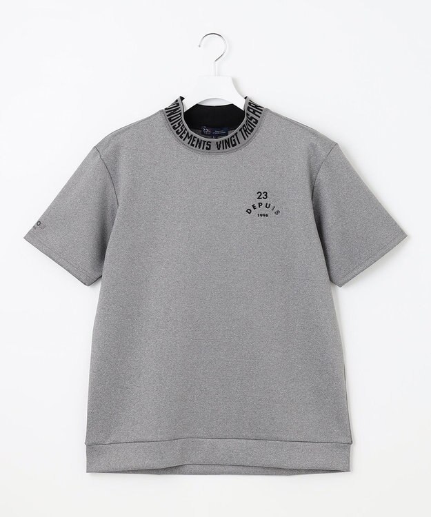 23区GOLF 【MEN】【吸水速乾・UVケア】衿ロゴ モックネックシャツ ライトグレー系